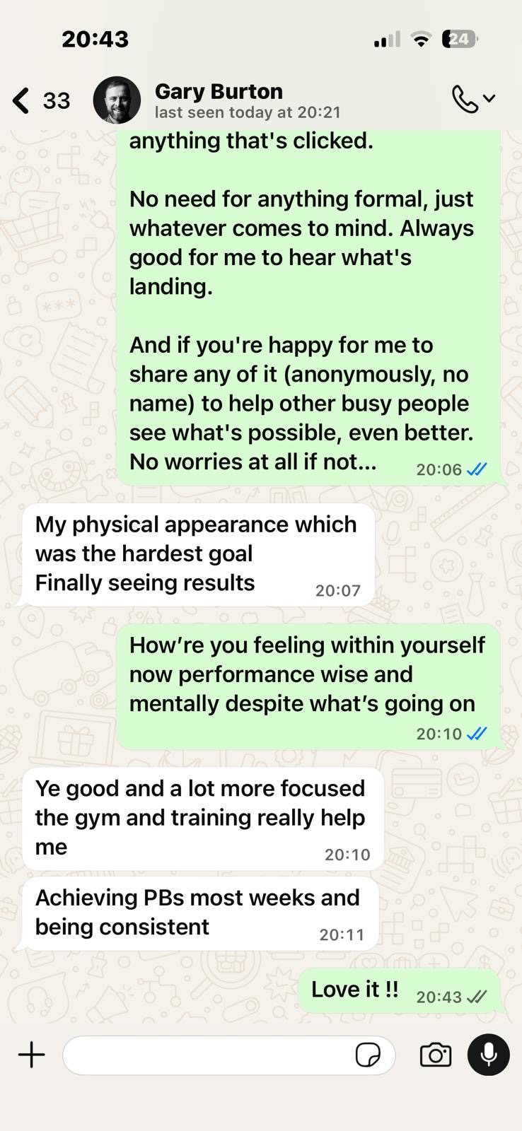 Real client testimonial - Maxed Out Training